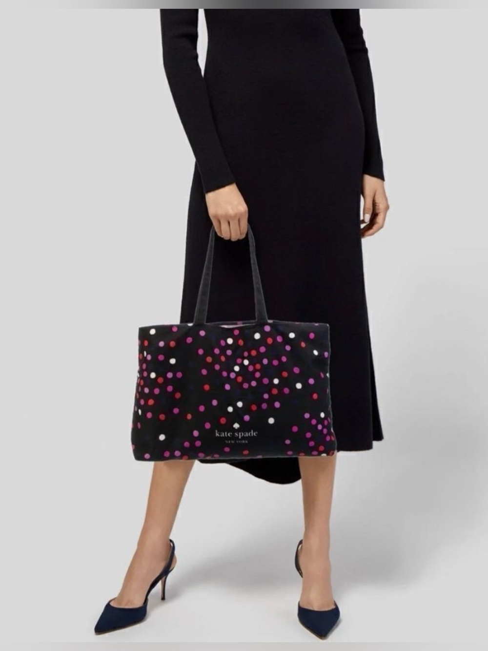 kate spade Black Multicolor Confetti Tote